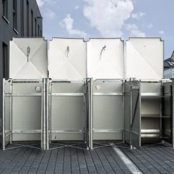 Cache-poubelle 4 Compartiments Müllbox En Aluminium Noir 4x140L – HIDE -Jardin Abris Magasin cache poubelle 4 compartiments mullbox en aluminium noir 4x140l hide 2