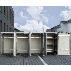 Cache-poubelle 4 Compartiments Müllbox En Aluminium Noir 4x140L – HIDE -Jardin Abris Magasin cache poubelle 4 compartiments mullbox en aluminium noir 4x140l hide 3