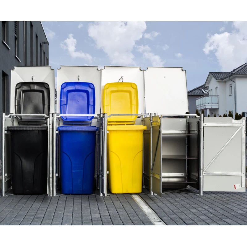 Cache-poubelle 4 Compartiments Müllbox En Aluminium Noir 4x240L – HIDE 3 Cache-poubelle 4 Compartiments Müllbox En Aluminium Noir 4x240L – HIDE