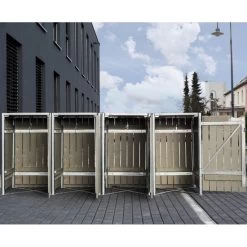 Cache-poubelle 4 Compartiments Müllbox En Bois Traité Gris 4x140L – HIDE -Jardin Abris Magasin cache poubelle 4 compartiments mullbox en bois traite gris 4x140l hide 2