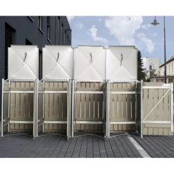 Cache-poubelle 4 Compartiments Müllbox En Bois Traité Gris 4x140L – HIDE -Jardin Abris Magasin cache poubelle 4 compartiments mullbox en bois traite gris 4x140l hide 3