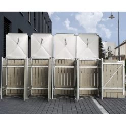 Cache-poubelle 4 Compartiments Müllbox En Bois Traité Gris 4x240L – HIDE -Jardin Abris Magasin cache poubelle 4 compartiments mullbox en bois traite gris 4x240l hide 3