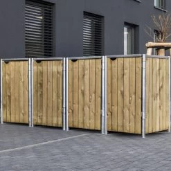 Cache-poubelle 4 Compartiments Müllbox En Bois Traité Naturel 4x140L – HIDE -Jardin Abris Magasin cache poubelle 4 compartiments mullbox en bois traite naturel 4x140l hide 2