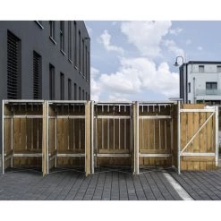 Cache-poubelle 4 Compartiments Müllbox En Bois Traité Naturel 4x140L – HIDE -Jardin Abris Magasin cache poubelle 4 compartiments mullbox en bois traite naturel 4x140l hide 3