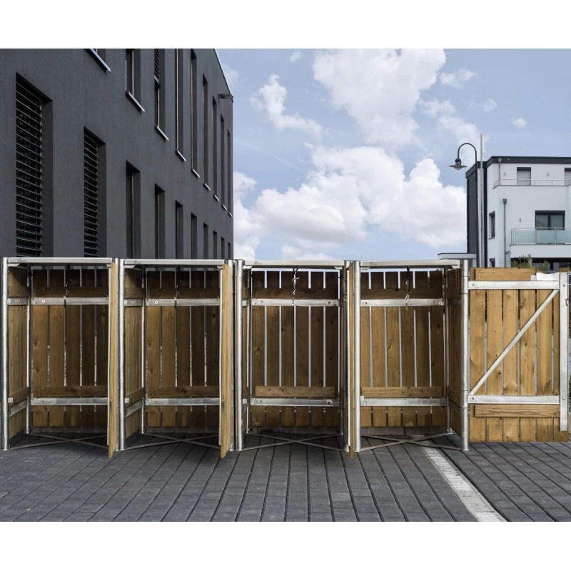 Cache-poubelle 4 Compartiments Müllbox En Bois Traité Naturel 4x240L – HIDE 5 Cache-poubelle 4 Compartiments Müllbox En Bois Traité Naturel 4x240L – HIDE – Image 3