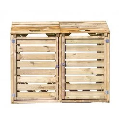 Cache Poubelle Double En Bois Massif Certifié Traité Autoclave -Jardin Abris Magasin cache poubelle double en bois massif certifie traite autoclave 2