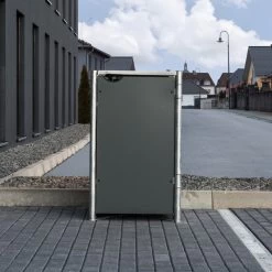 Cache-poubelle Müllbox En Aluminium Gris 140L – HIDE -Jardin Abris Magasin cache poubelle mullbox en aluminium gris 140l hide 1