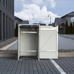 Cache-poubelle Müllbox En Aluminium Gris 140L – HIDE -Jardin Abris Magasin cache poubelle mullbox en aluminium gris 140l hide 3