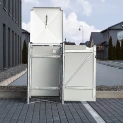 Cache-poubelle Müllbox En Aluminium Gris 140L – HIDE -Jardin Abris Magasin cache poubelle mullbox en aluminium gris 140l hide 4