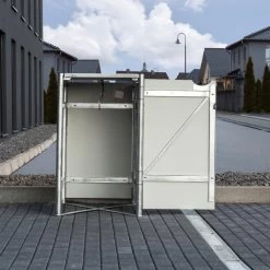 Cache-poubelle Müllbox En Aluminium Gris 240L – HIDE -Jardin Abris Magasin cache poubelle mullbox en aluminium gris 240l hide 2