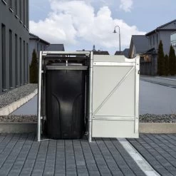 Cache-poubelle Müllbox En Aluminium Gris 240L – HIDE -Jardin Abris Magasin cache poubelle mullbox en aluminium gris 240l hide 4