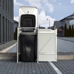 Cache-poubelle Müllbox En Aluminium Gris 240L – HIDE -Jardin Abris Magasin cache poubelle mullbox en aluminium gris 240l hide 5