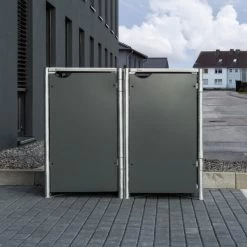 Cache-poubelle 2 Compartiments Müllbox En Aluminium Gris 2x140L – HIDE 12 Cache-poubelle 2 Compartiments Müllbox En Aluminium Gris 2x140L – HIDE -Jardin Abris Magasin cache poubelle mullbox en aluminium gris 2x140l hide 4