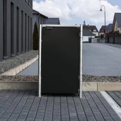 Cache-poubelle Müllbox En Aluminium Noir 240L – HIDE -Jardin Abris Magasin cache poubelle mullbox en aluminium noir 240l hide 2