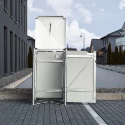 Cache-poubelle Müllbox En Aluminium Noir 240L – HIDE -Jardin Abris Magasin cache poubelle mullbox en aluminium noir 240l hide 4