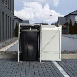 Cache-poubelle Müllbox En Aluminium Noir 240L – HIDE -Jardin Abris Magasin cache poubelle mullbox en aluminium noir 240l hide 5