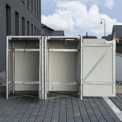 Cache-poubelle 2 Compartiments Müllbox En Aluminium Noir 2x140L – HIDE -Jardin Abris Magasin cache poubelle mullbox en aluminium noir 2x140l hide 3