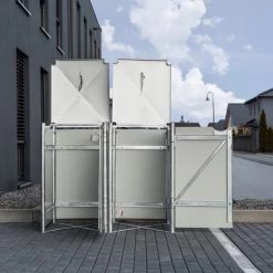 Cache-poubelle 2 Compartiments Müllbox En Aluminium Noir 2x140L – HIDE -Jardin Abris Magasin cache poubelle mullbox en aluminium noir 2x140l hide 4