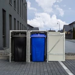 Cache-poubelle 2 Compartiments Müllbox En Aluminium Noir 2x140L – HIDE -Jardin Abris Magasin cache poubelle mullbox en aluminium noir 2x140l hide 5