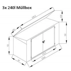 Cache-poubelle Triple 235x100x131cm En Acier Pour Conteneurs 240L – Westmann -Jardin Abris Magasin cache poubelle triple 235x100x131cm en acier pour conteneurs 240l westmann 5