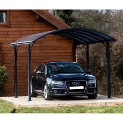 Carport 1 Voiture 14,62m² En Aluminium Et Polycarbonate 6mm ANTI-UV - Habrita 11 Carport 1 Voiture 14,62m² En Aluminium Et Polycarbonate 6mm ANTI-UV - Habrita -Jardin Abris Magasin carport 1 voiture avec toit arrondi en aluminium et polycarbonate anti uv 3