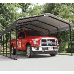 Carport à Toit En Acier Galvanisé 18,3m² Couleur Anthracite – Shelter Logic -Jardin Abris Magasin carport a toit en acier galvanise 183m couleur anthracite shelter logic 2