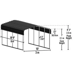 Carport à Toit En Acier Galvanisé 18,3m² Couleur Anthracite – Shelter Logic -Jardin Abris Magasin carport a toit en acier galvanise 183m couleur anthracite shelter logic 3