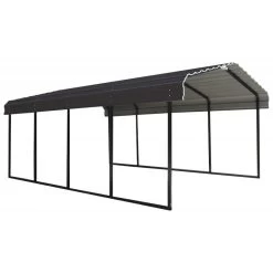 Carport à Toit En Acier Galvanisé 18,3m² Couleur Anthracite – Shelter Logic -Jardin Abris Magasin carport a toit en acier galvanise 183m couleur anthracite shelter logic 4