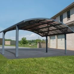 Carport Double En Alu Gris Et Polycarbonate Arizona Breeze 5000 Palram - Canopia -Jardin Abris Magasin carport double en alu gris et polycarbonate arizona breeze 5000 palram 2