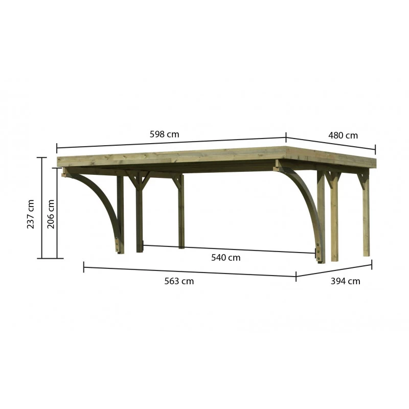 Carport Double En Bois Autoclave 28,3m², Toit En PVC Gris Et Deux Poteaux En Arc – KARIBU 4 Carport Double En Bois Autoclave 28,3m², Toit En PVC Gris Et Deux Poteaux En Arc – KARIBU – Image 2