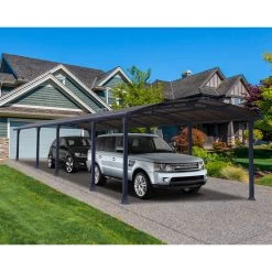 Carport En Alu Gris Et Polycarbonate 38,7m² Arcadia™ 10600 – Canopia