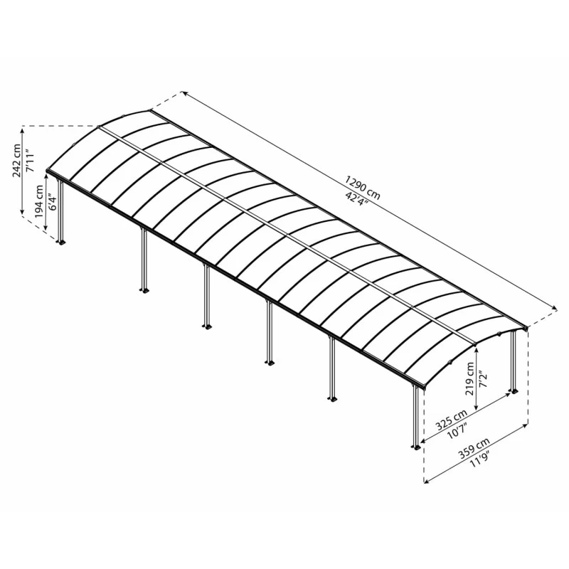 Carport En Alu Gris Et Polycarbonate 46,3m² Arcadia™ 12700 – Canopia 5 Carport En Alu Gris Et Polycarbonate 46,3m² Arcadia™ 12700 – Canopia – Image 3