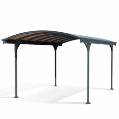 Carport En Alu Gris Et Polycarbonate Bronze 1 Voiture 14,6m² Victoria 5000 - Canopia By Palram -Jardin Abris Magasin carport en alu gris et polycarbonate bronze 1 voiture 146m victoria 5000 canopia by palram 2