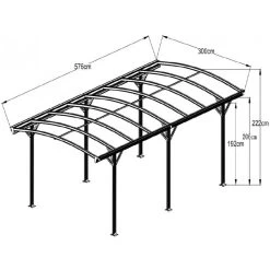Carport En Aluminium Blanc 3x5,76m Et Polycarbonate 6mm X-METAL -Jardin Abris Magasin carport en aluminium blanc 3x576m et polycarbonate 6mm x metal 3