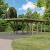 Carport En Bois Autoclave 26,9m², Toit En Acier Et Deux Poteaux En Arc – KARIBU -Jardin Abris Magasin carport en bois autoclave 269m toit en acier et deux poteaux en arc karibu