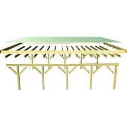 Carport En Bois Autoclave 26,9m², Toit En Acier Et Deux Poteaux En Arc – KARIBU -Jardin Abris Magasin carport en bois autoclave 269m toit en acier et deux poteaux en arc karibu 4