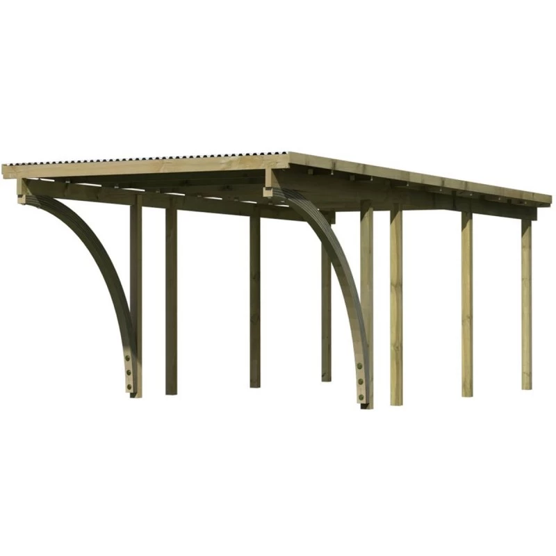 Carport En Pin Autoclave Avec Toit PVC 20,5m² + 2 Arcs D'entrée - Karibu 5 Carport En Pin Autoclave Avec Toit PVC 20,5m² + 2 Arcs D'entrée - Karibu – Image 3