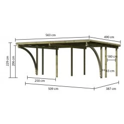 Carport En Pin Autoclave Avec Toit PVC 27,58m² + 2 Arcs D'entrée Karibu -Jardin Abris Magasin carport en pin autoclave avec toit pvc 2758m 2 arcs d entree karibu 1
