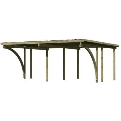 Carport En Pin Autoclave Avec Toit PVC 27,58m² + 2 Arcs D'entrée Karibu -Jardin Abris Magasin carport en pin autoclave avec toit pvc 2758m 2 arcs d entree karibu 2