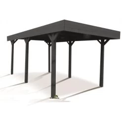 Carport Simple 15,75m² En Bois Lasuré Gris Anthracite Louison Forest Style -Jardin Abris Magasin carport simple 1575m en bois lasure gris anthracite louison madeira 1