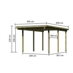 Carport Simple En Bois Autoclave Avec Toit PVC 14,9m² - 304x490cm - Karibu 12 Carport Simple En Bois Autoclave Avec Toit PVC 14,9m² - 304x490cm - Karibu -Jardin Abris Magasin carport simple en pin autoclave avec toit pvc 149m karibu 4