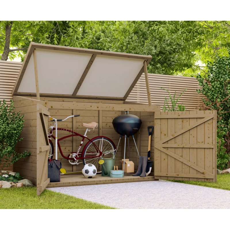 Coffre De Jardin En Bois Traité 28mm 2000L LARGO Blanc - Gardy Shelter 7 Coffre De Jardin En Bois Traité 28mm 2000L LARGO Blanc - Gardy Shelter – Image 5