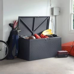 Coffre De Rangement En Métal 509L Anthracite 0,9m² Shelter Logic -Jardin Abris Magasin coffre de rangement en metal 509l anthracite 09m shelter logic 5