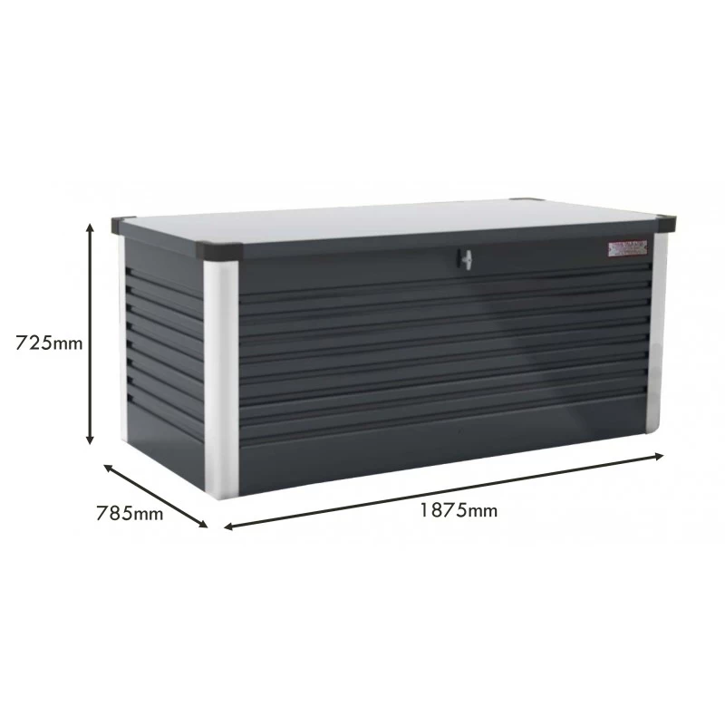Coffre De Rangement En Métal Anthracite 1000L Patio Box 1,46m² TRIMETALS 4 Coffre De Rangement En Métal Anthracite 1000L Patio Box 1,46m² TRIMETALS – Image 2