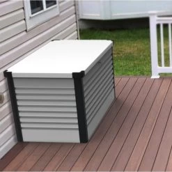 Coffre De Rangement En Métal Blanc 1000L Patio Box 1,46m² TRIMETALS -Jardin Abris Magasin coffre de rangement en metal blanc 1000l patio box 146m trimetals 5