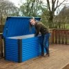 Coffre De Rangement En Métal Bleu 1000L Patio Box 1,46m² TRIMETALS -Jardin Abris Magasin coffre de rangement en metal bleu 1000l patio box 146m trimetals