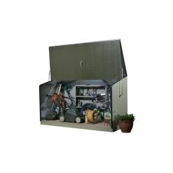 Coffre De Rangement En Métal Storegard 1500L Vert 1,74m² TRIMETALS -Jardin Abris Magasin coffre de rangement en metal storegard 1500l vert 174m trimetals 3