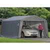 Garage Démontable 18,13m² En Acier Et Polyéthylène Gris – Shelter Logic -Jardin Abris Magasin garage 1813m demontable en acier et polyethylene gris shelter logic