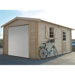 Garage 19,26m² Avec Porte Sectionnelle Motorisée Madriers 40mm SOLID
