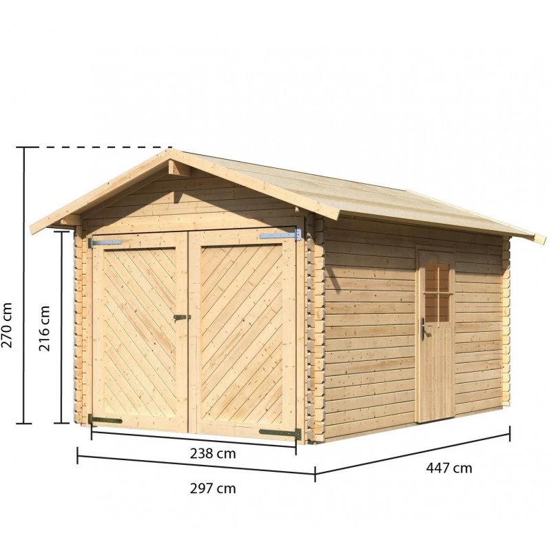 Garage En Bois Certifié 13,28m² – Madriers 28mm - Karibu 5 Garage En Bois Certifié 13,28m² – Madriers 28mm - Karibu – Image 3